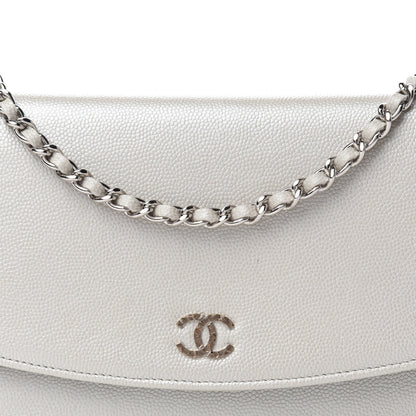Chanel Caviar Sevruga Wallet on Chain WOC Silver 14 of 15