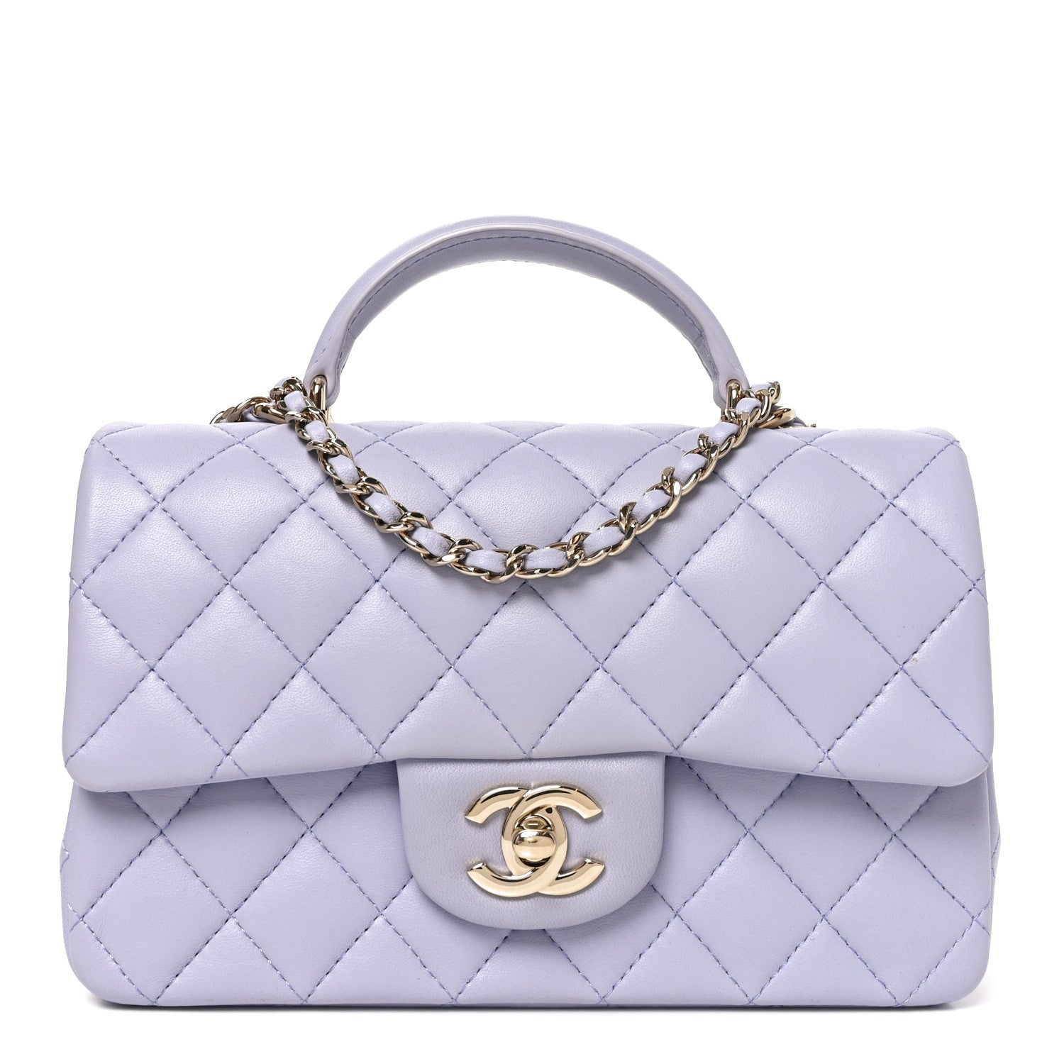 Chanel Lambskin Quilted Mini Top Handle Rectangular Flap Light Purple 1 of 10