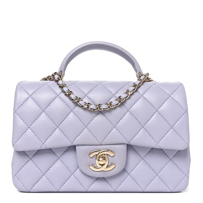 Chanel Lambskin Quilted Mini Top Handle Rectangular Flap Light Purple 1 of 10