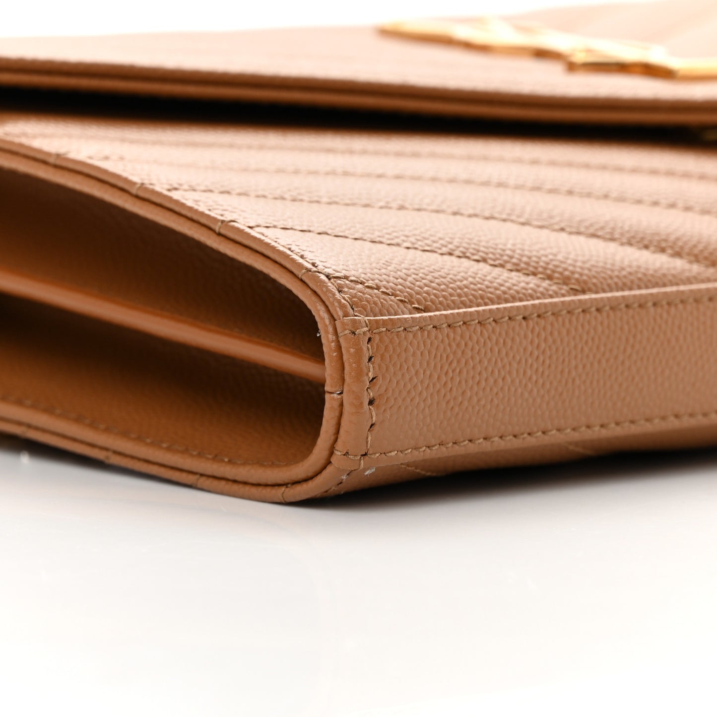 Grain De Poudre Matelasse Chevron Monogram Chain Wallet Dark Natural