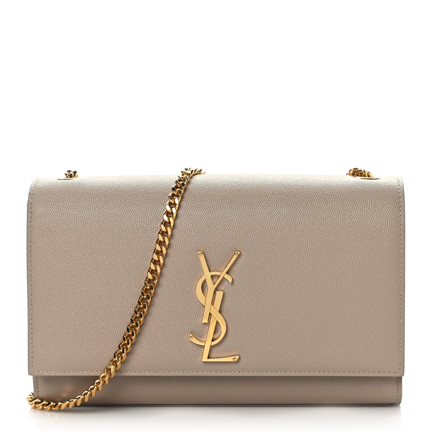 Saint Laurent Grain De Poudre Medium Monogram Kate Satchel Dark Beige 1 of 8