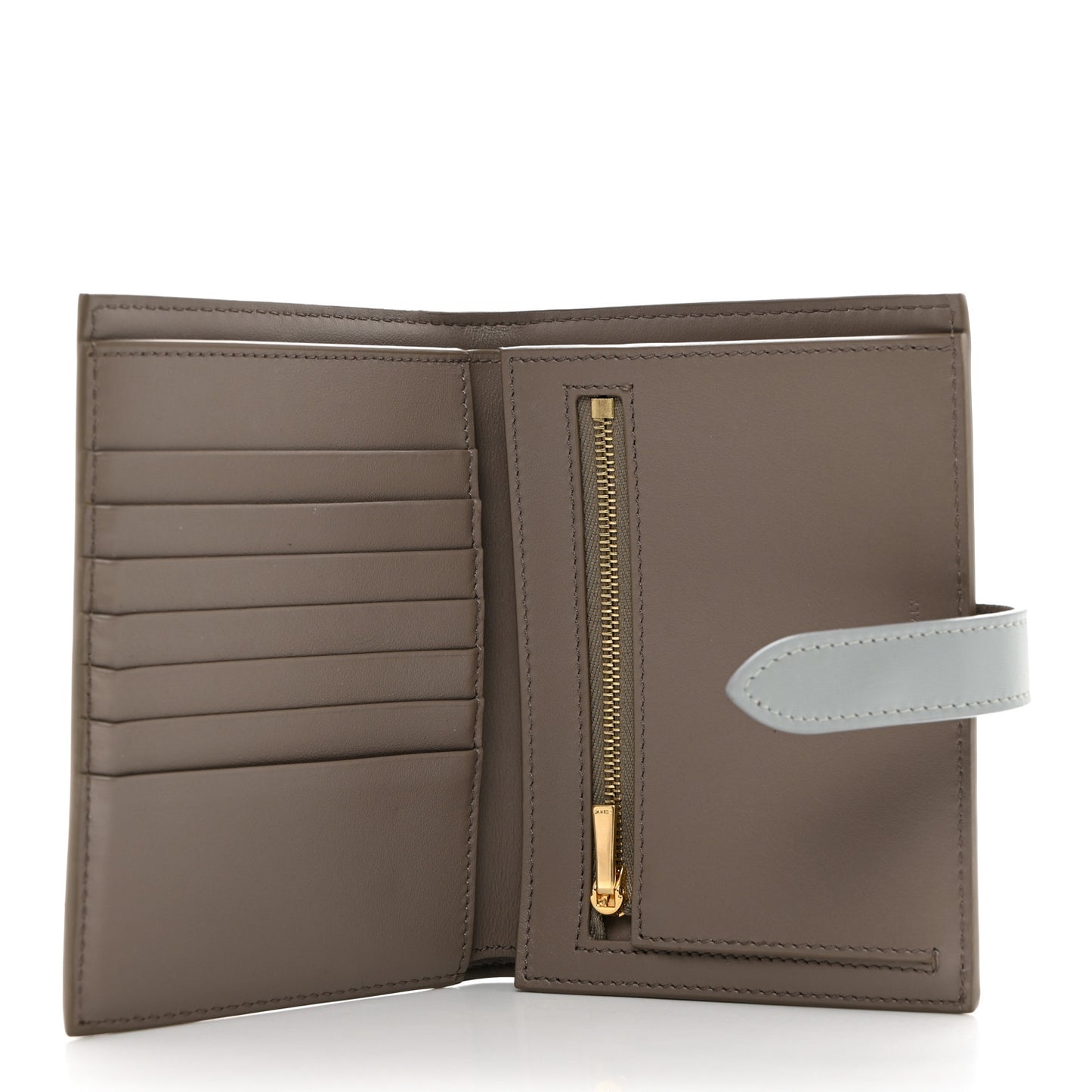 Grained Calfskin Small Multifunction Strap Wallet Pebble Mineral