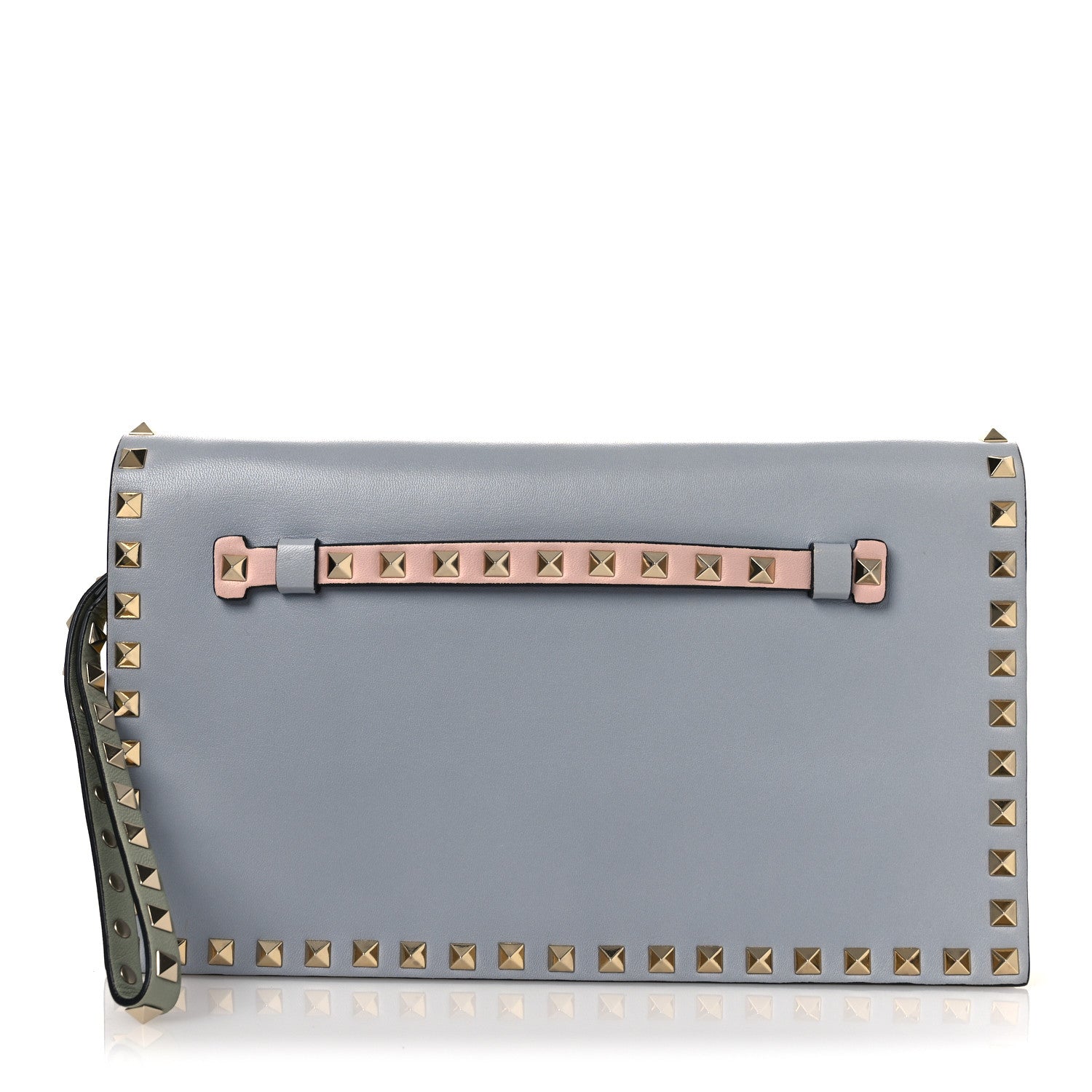 Valentino Garavani Nappa Watercolor Rockstud Wristlet Clutch Rose Green Yellow Sky 1 of 11