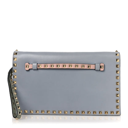 Valentino Garavani Nappa Watercolor Rockstud Wristlet Clutch Rose Green Yellow Sky 1 of 11