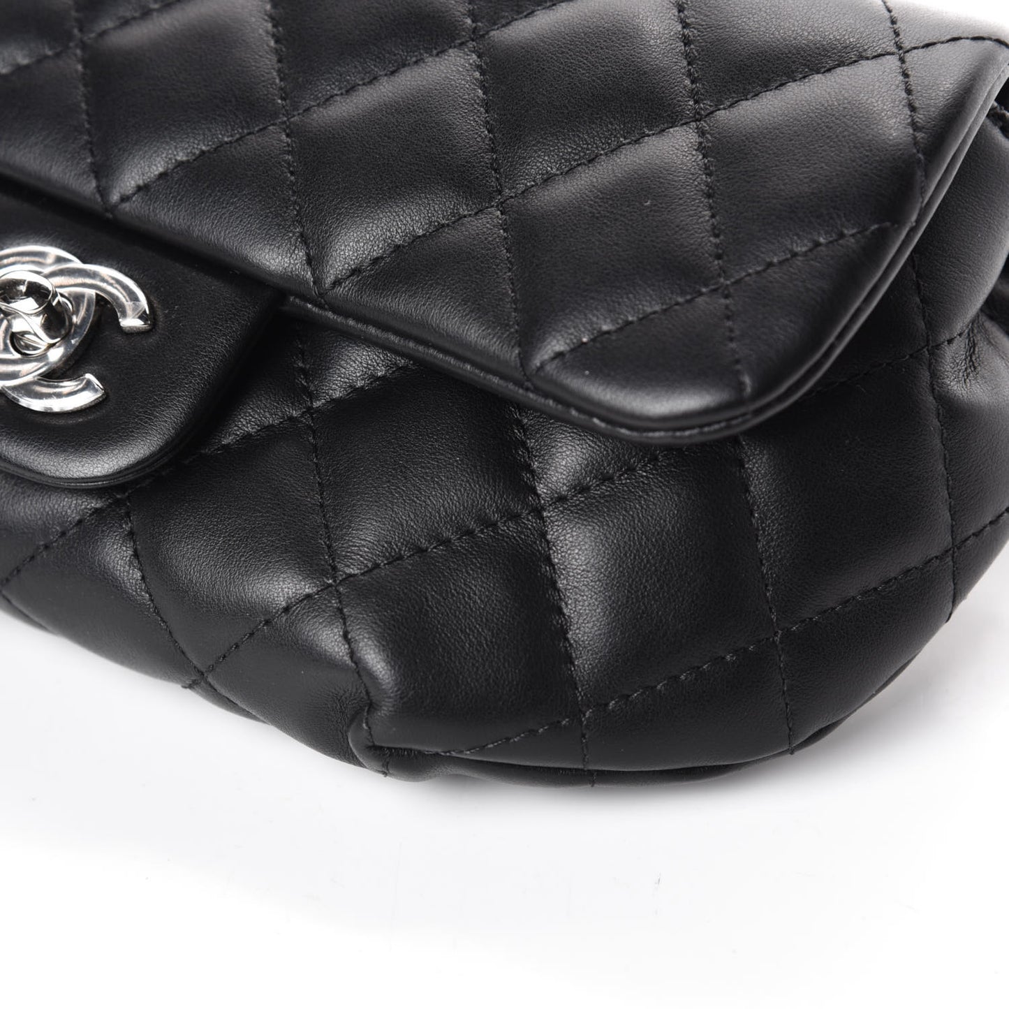 Calfskin Quilted CC Uniform Flap Belt Bag Black