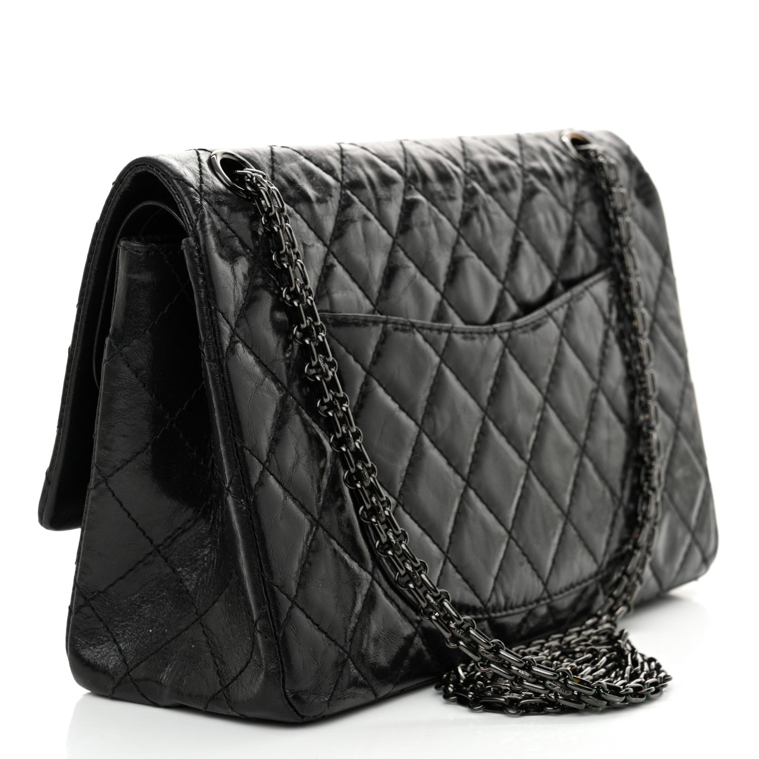 Chanel Glazed Aged Calfskin Quilted 2.55 Reissue 226 Flap So Black 3 of 11