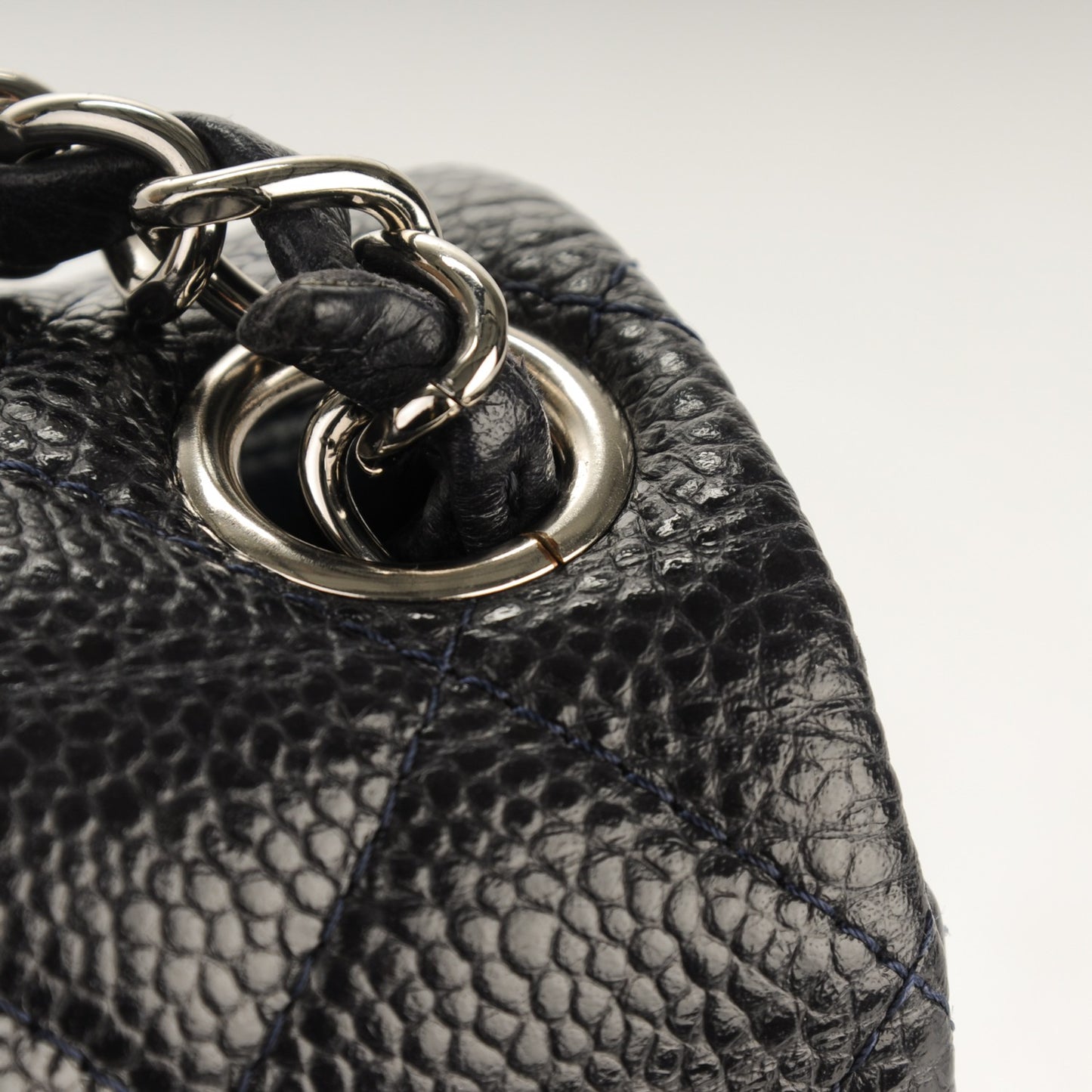 Caviar Quilted Mini Square Flap Navy