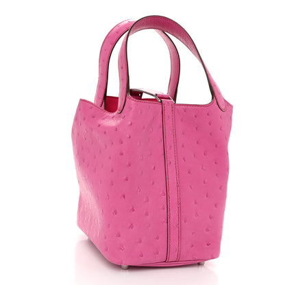 Hermes Ostrich Picotin Lock 18 Rose Tyrien 2 of 11