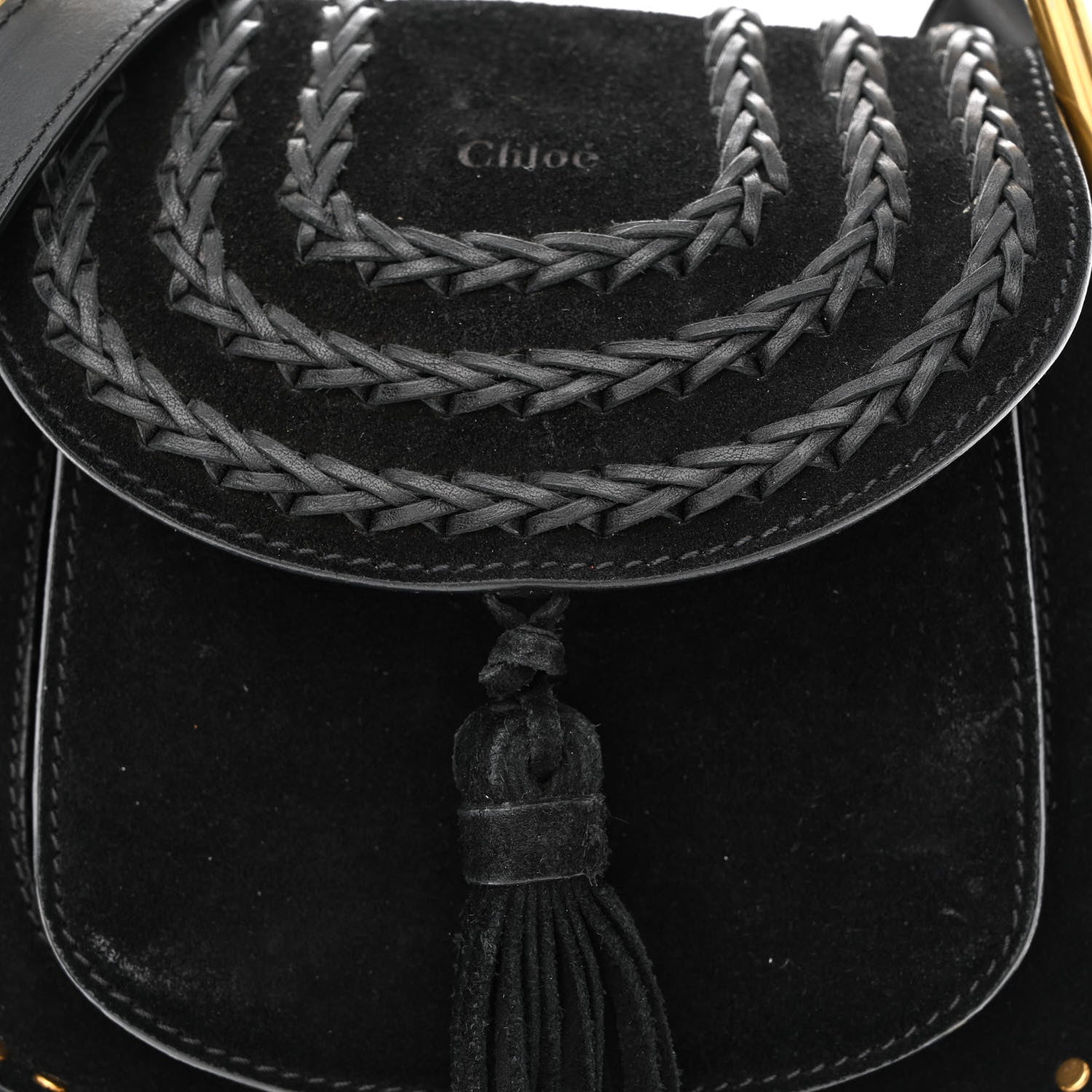 Chloe Suede Calfskin Braided Mini Hudson Shoulder Bag Black 11 of 14