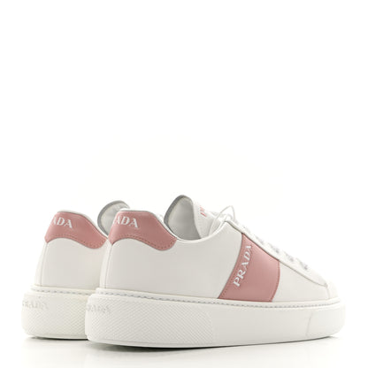 Prada Vitello Soft Logo 45mm Platform Sneakers 38.5 White Pink 4 of 9