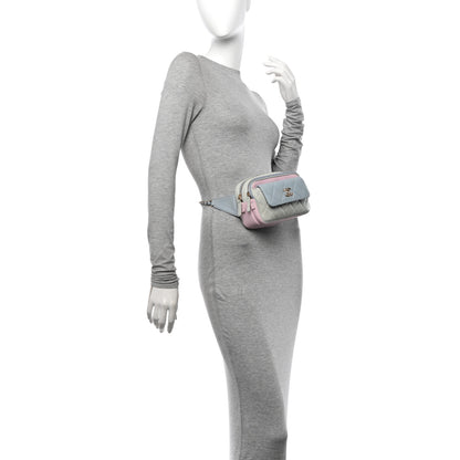 Chanel Goatskin Quilted Waist Bag Green Blue Pink 2 of 10