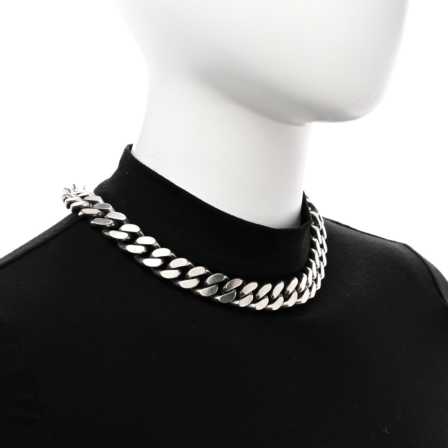 Metal Curb Chain Necklace Oxidized Silver