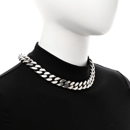 Saint Laurent Metal Curb Chain Necklace Oxidized Silver 2 of 5