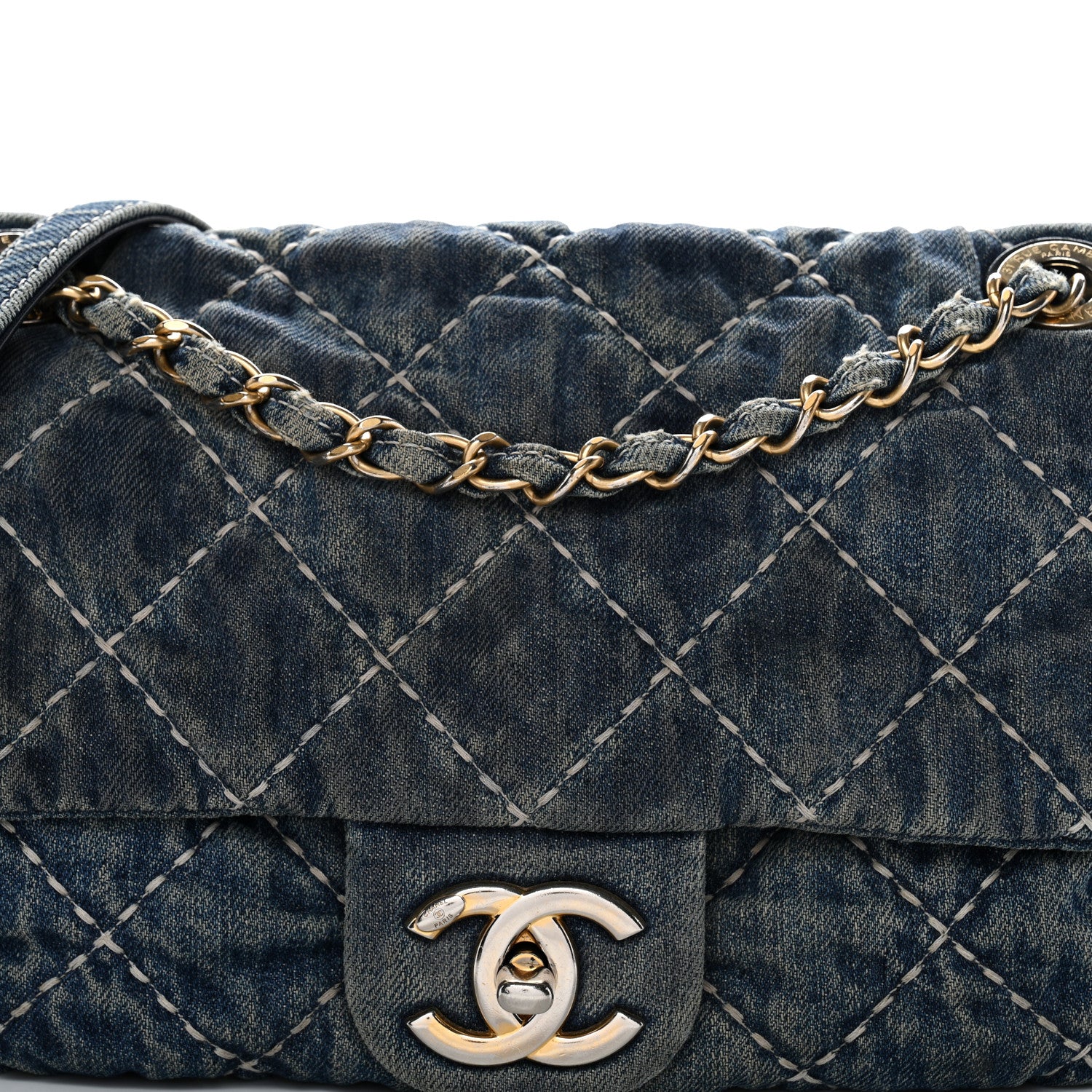 Chanel Denim Quilted Medium Denim Trip Single Flap Blue 1843119