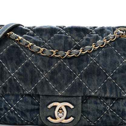 Chanel Denim Quilted Medium Denim Trip Single Flap Blue 8 of 11