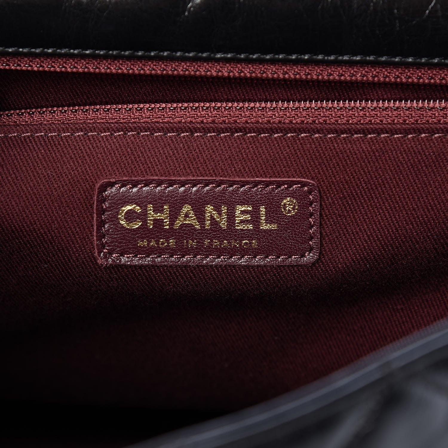 Chanel Glazed Calfskin Castle Rock Large Flap Black Burgundy 6 of 12