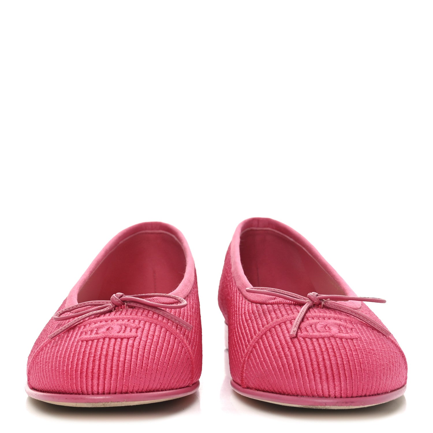 Chanel Embroidered Fabric Cap Toe CC Ballerina Flats 39 Dark Pink 3 of 9