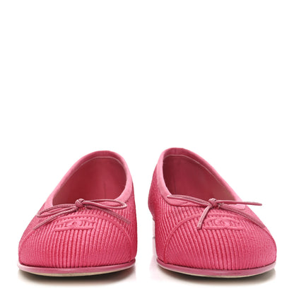 Chanel Embroidered Fabric Cap Toe CC Ballerina Flats 39 Dark Pink 3 of 9