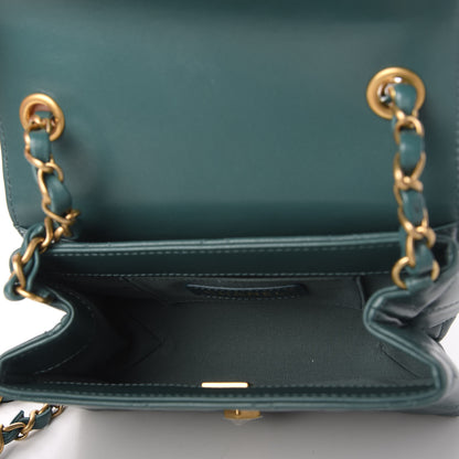 Chanel Lambskin Quilted Diamond Lock Flap Green 5 of 11