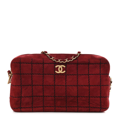 Chanel Suede Chocolate Bar Camera Case Red 1 of 9