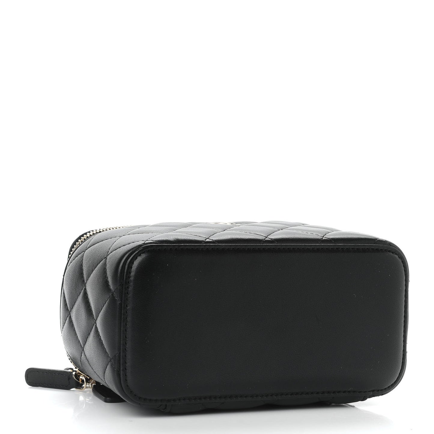 Lambskin Quilted Small Vanity Case With Chain Black