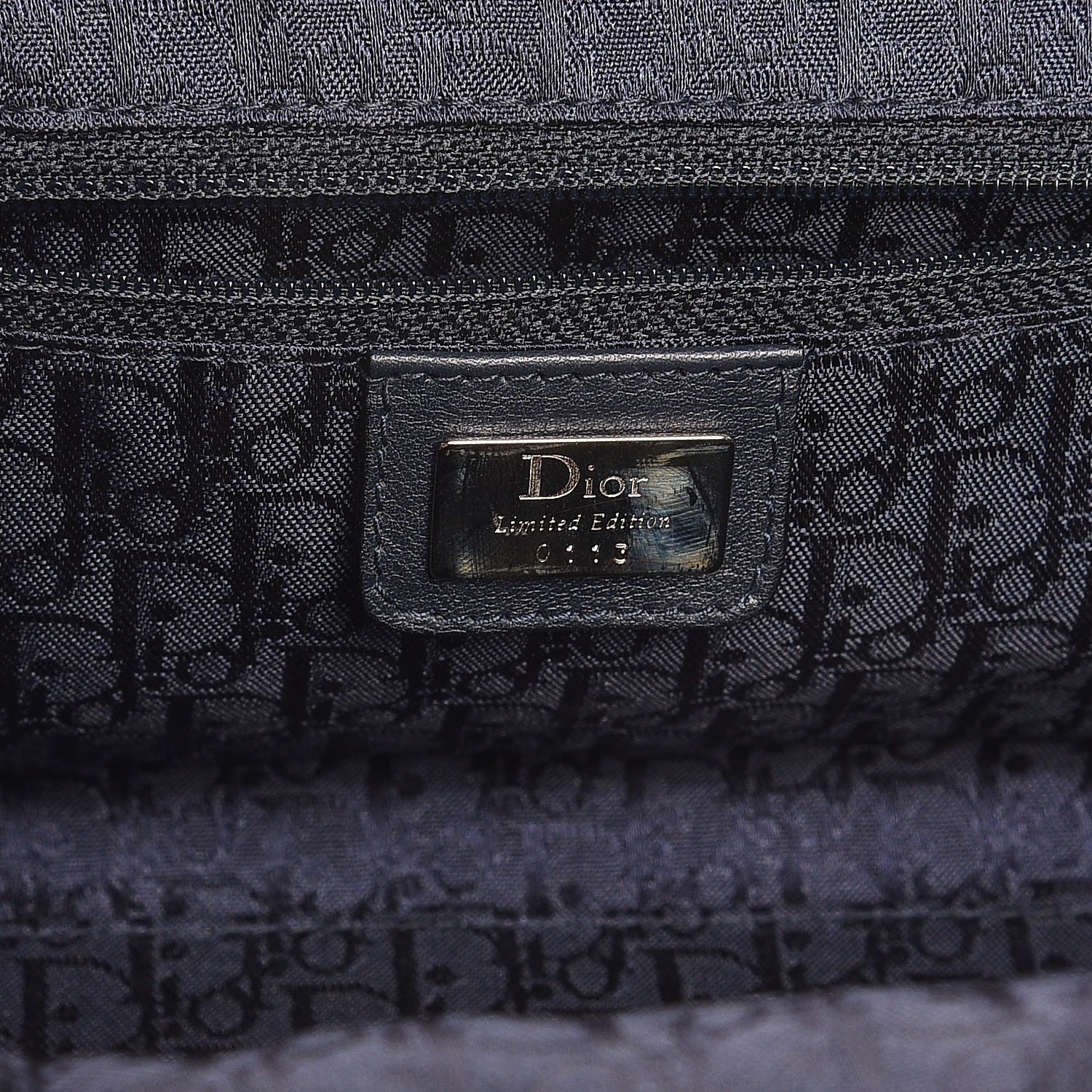 Christian Dior Calfskin Butterfly Pearls Frame Satchel Blue 6 of 11