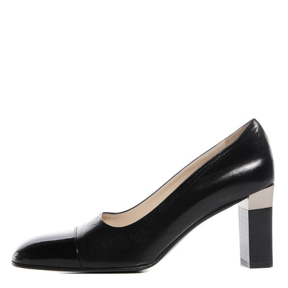 Chanel Leather Cap Toe Pumps 40 Black 1 of 6
