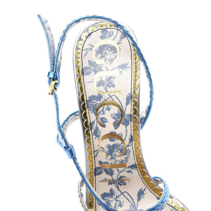 Gucci Sequin Paillette Nappa Silk Braided Haines High Heel Sandals 36.5 Fuxia Oro Vecchio Argento 8 of 9