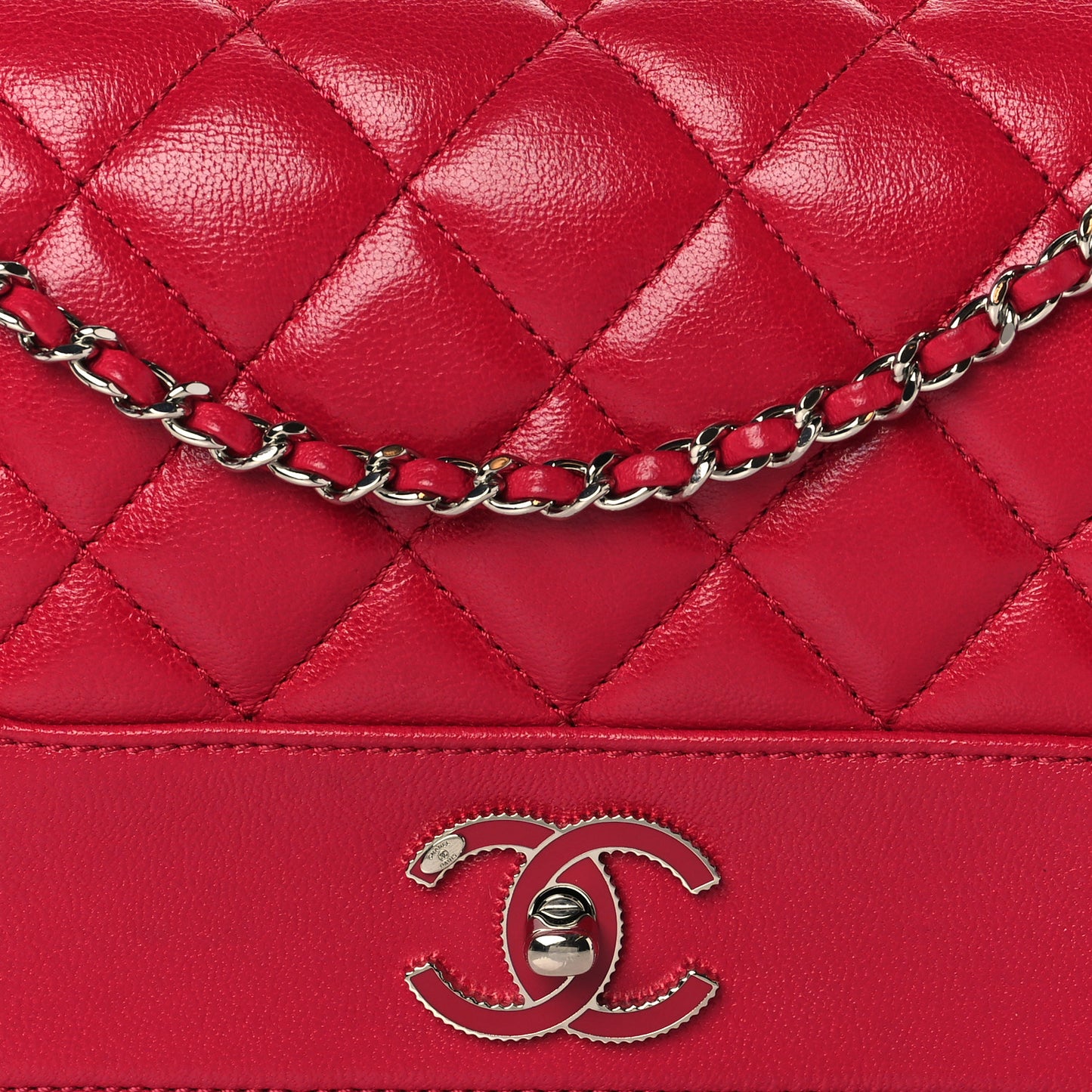 Sheepskin Quilted Medium Vintage Mademoiselle Flap Pink