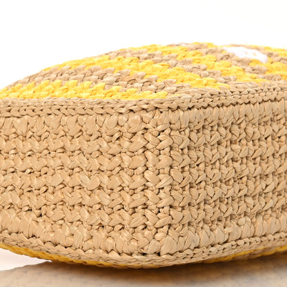 Prada Yarn Raffia Effect Crochet Striped Re-Edition 2005 Shoulder Bag Naturale Giallo 10 of 11