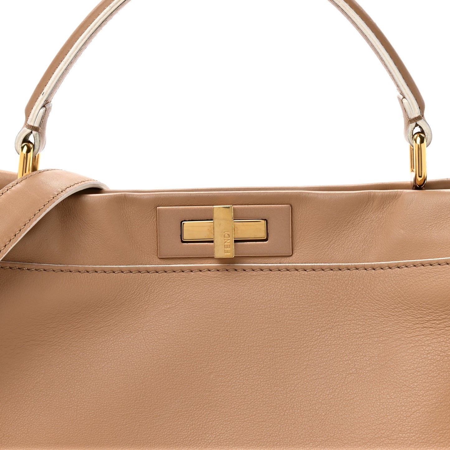Vitello Seta Burro Large Peekaboo Iconic Satchel Cuoio Cobalto