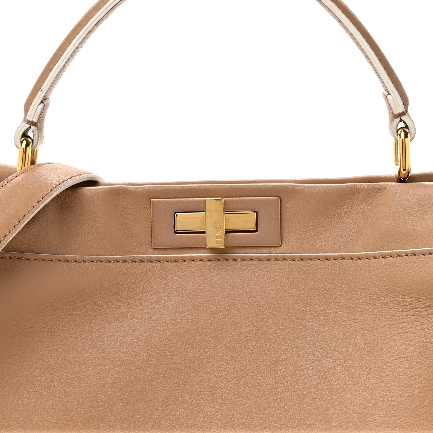 Fendi Vitello Seta Burro Large Peekaboo Iconic Satchel Cuoio Cobalto 10 of 19