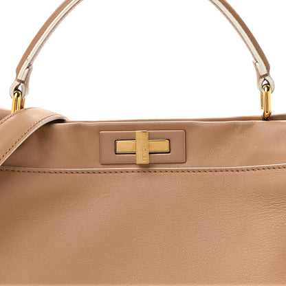 Fendi Vitello Seta Burro Large Peekaboo Iconic Satchel Cuoio Cobalto 10 of 19