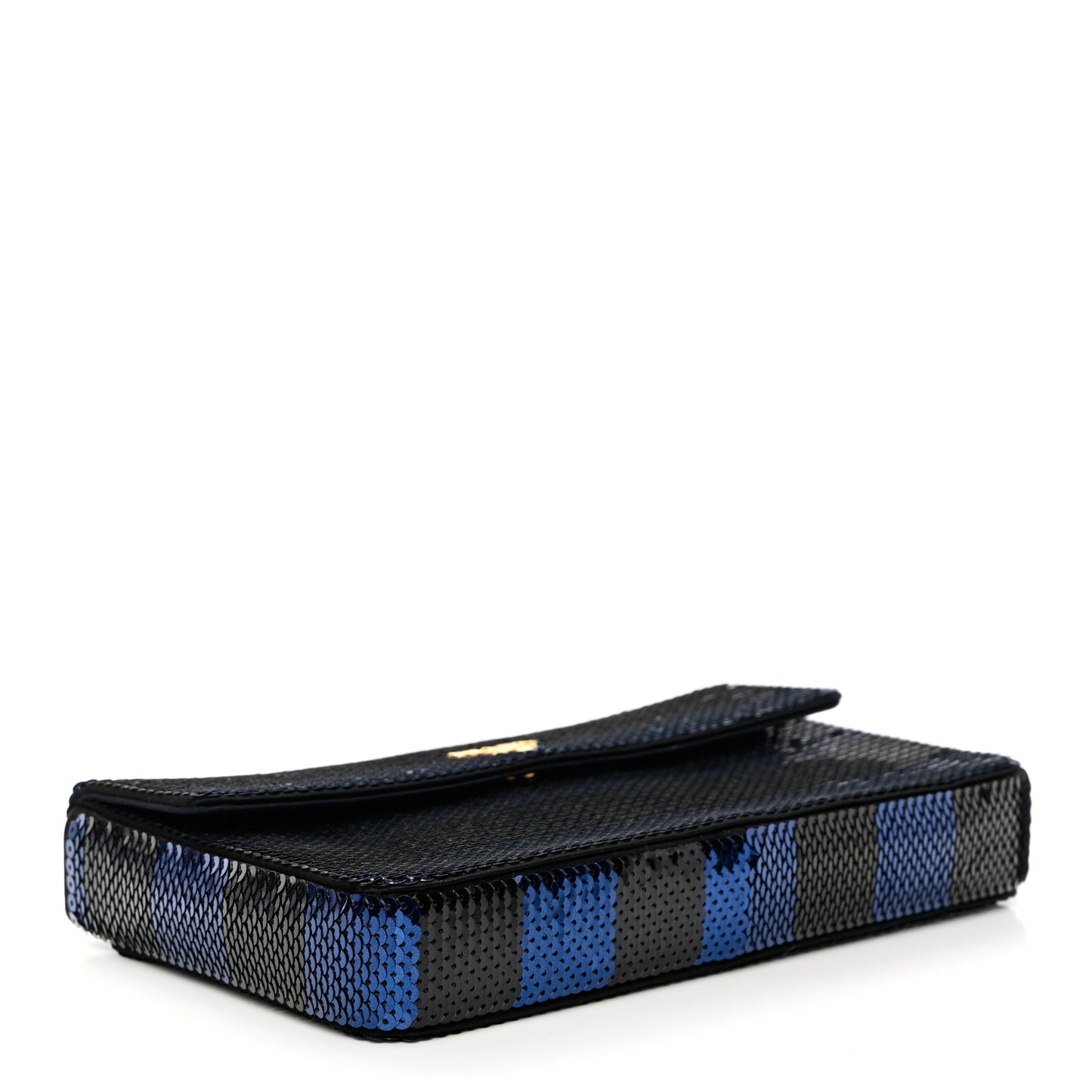 Paillettes Striped Clutch Black Blue