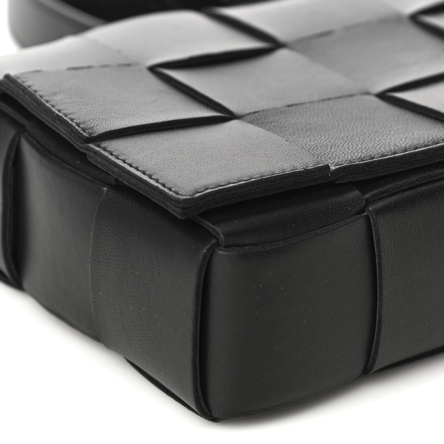 Lambskin Maxi Intrecciato Cassette Crossbody Bag Black