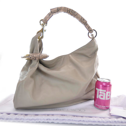 Jimmy Choo Leather Snake Trim Sky Hobo 3 of 8