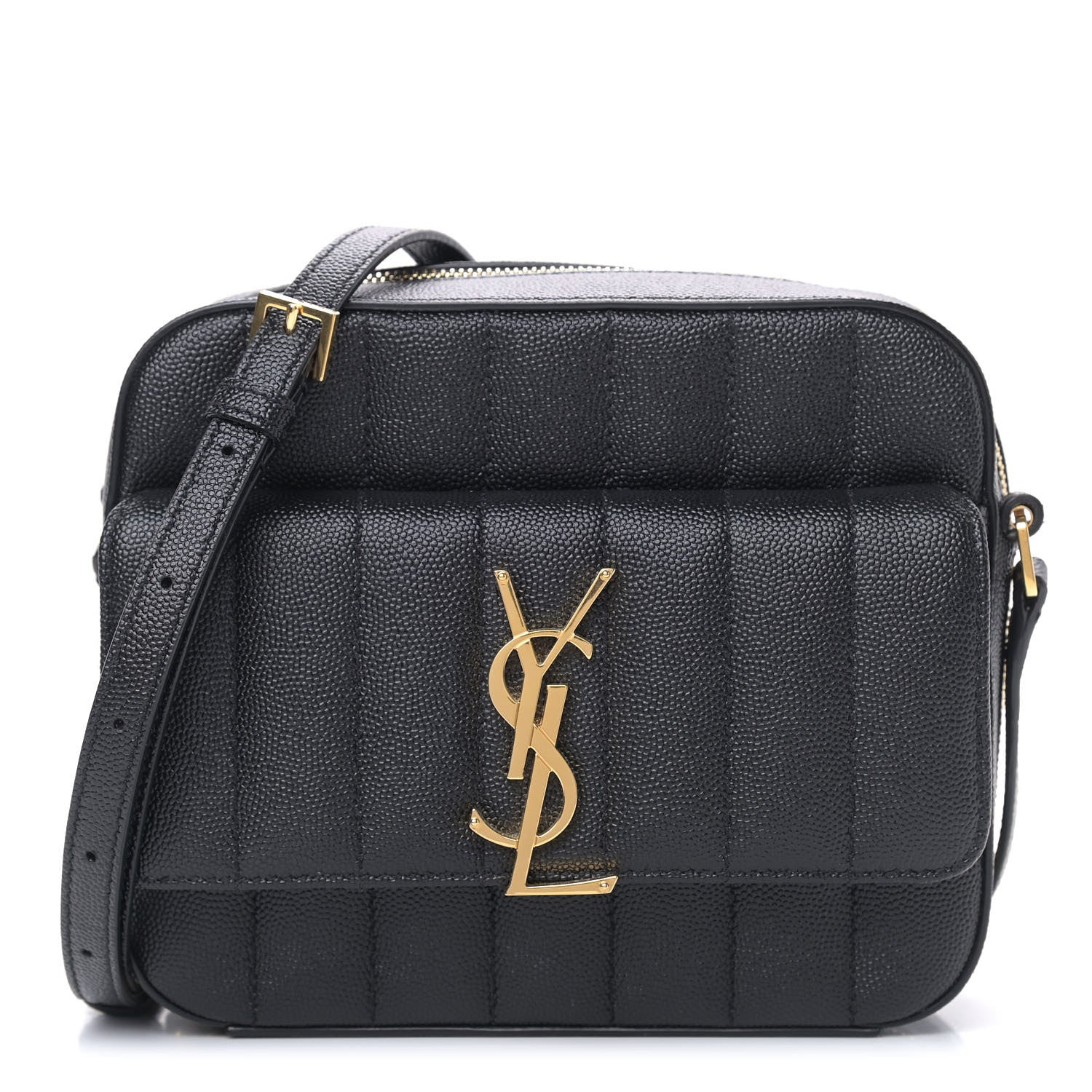 Saint Laurent Grained De Poudre Matelasse Monogram Vicky Camera Bag Black 1 of 7