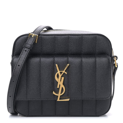 Saint Laurent Grained De Poudre Matelasse Monogram Vicky Camera Bag Black 1 of 7