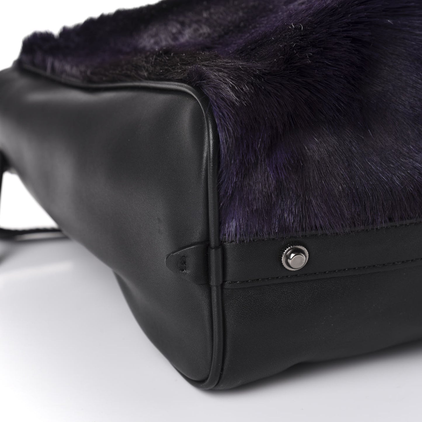 3.1 Goat Fur Calfskin Ryder Satchel Purple Black