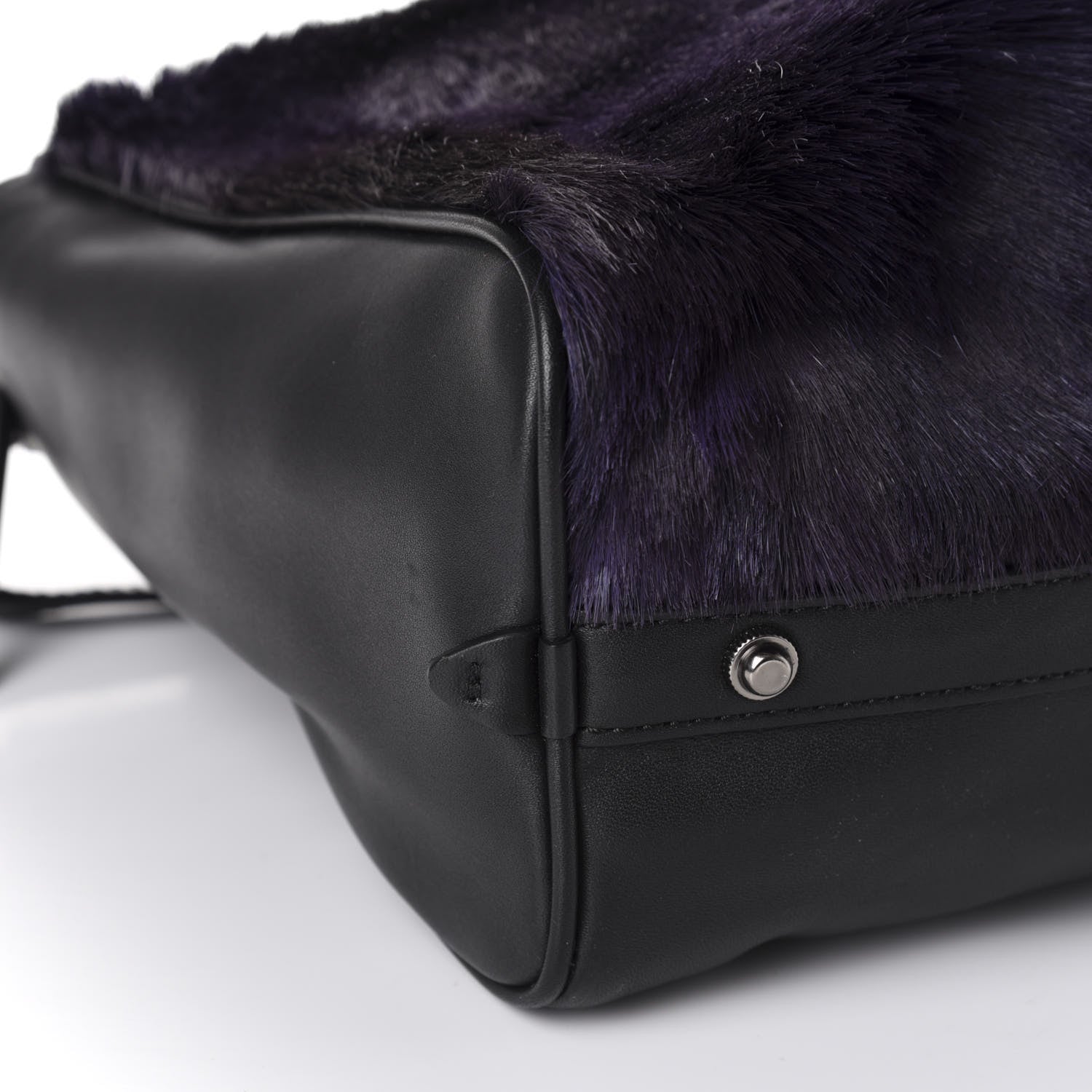 3.1 Phillip Lim 3.1 Goat Fur Calfskin Ryder Satchel Purple Black 6 of 9