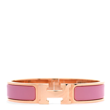 Hermes Enamel Narrow Clic Clac H Bracelet PM Rose Patch 1 of 5
