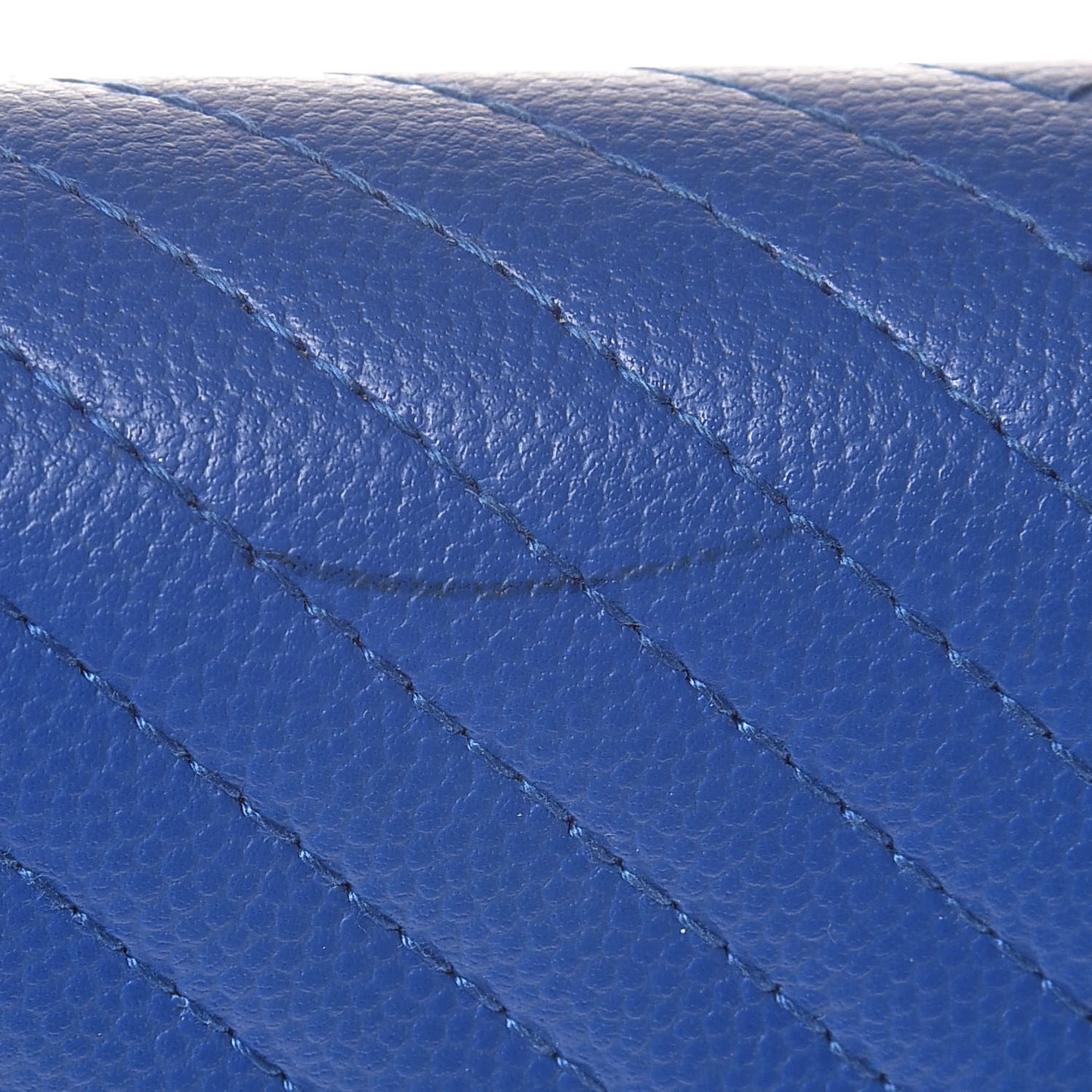Caviar Chevron Quilted Large Flap Wallet Bright Blue