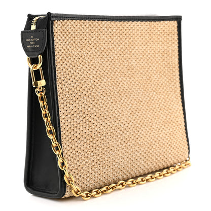Louis Vuitton Raffia Calfskin Monogram Giant Pouch 3 of 9