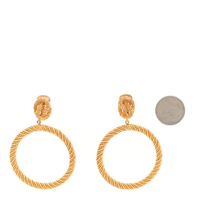 Christian Dior Metal Twist Circle Drop Clip On Earrings Gold 2 of 4