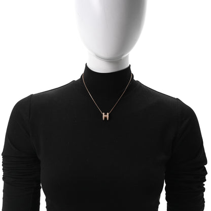 Hermes Lacquered Rose Gold Pop H Pendant Necklace Poudre 5 of 5
