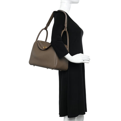 Hermes Taurillon Clemence Lindy 30 Etoupe 2 of 11