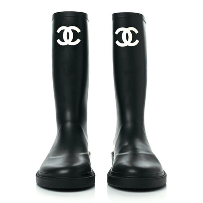 Chanel Caoutchouk CC High Boots 37 Black 2 of 8