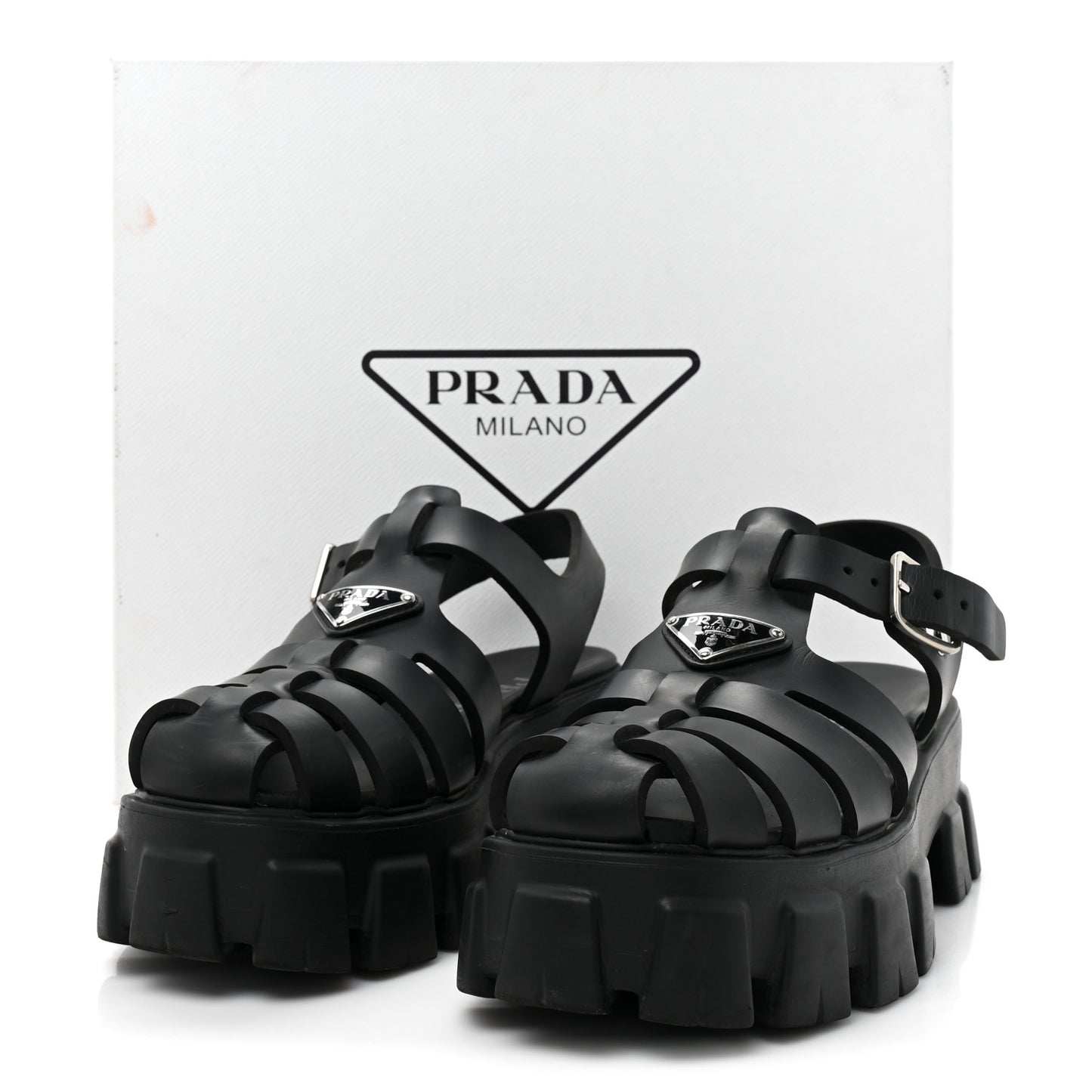 Foam Rubber Triangle Logo Monolith 55mm Cage Sandals 38 Black