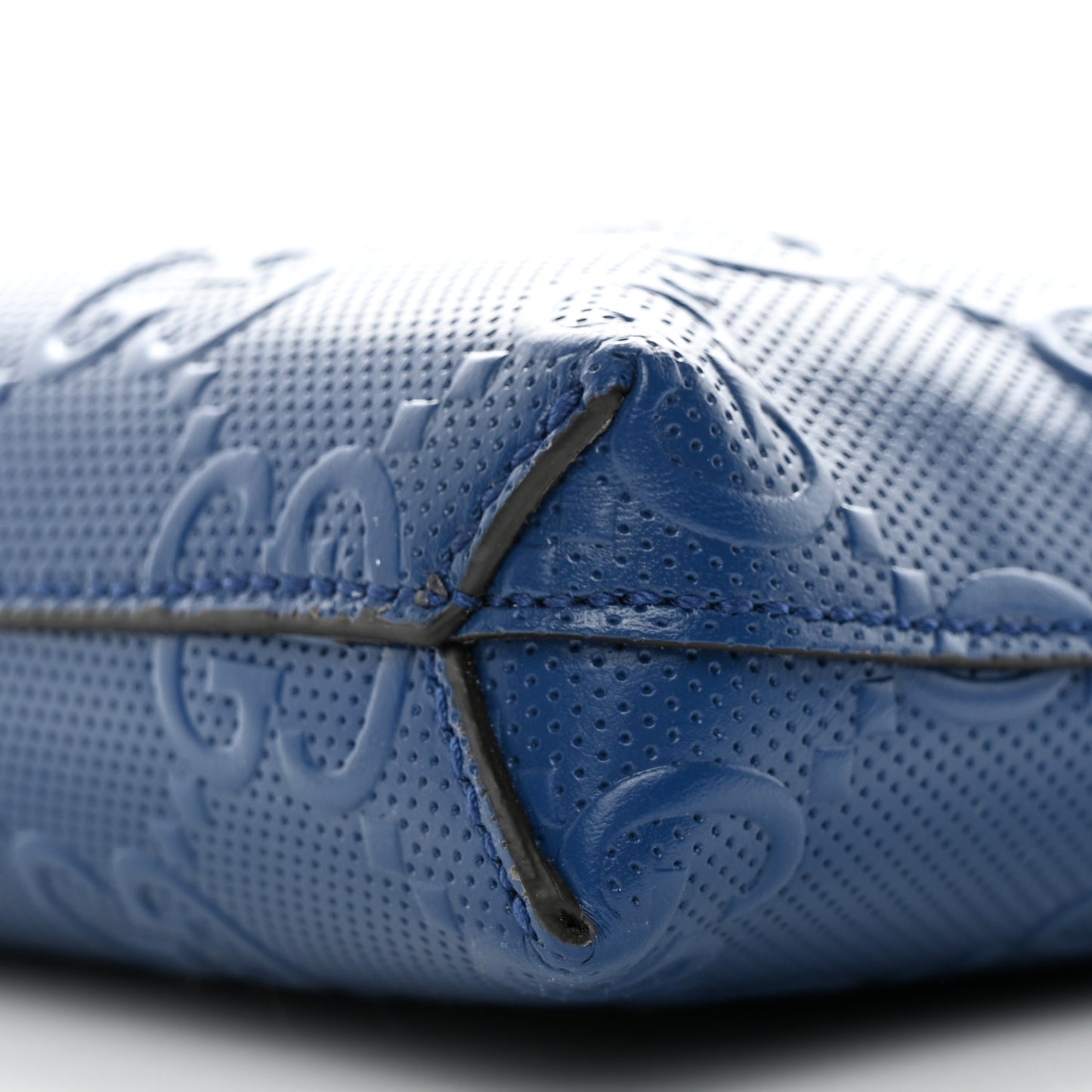 Calfskin GG Tennis Embossed Medium Wristlet Messenger Bag Intense Metal Blue