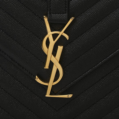 Saint Laurent Grain De Poudre Matelasse Chevron Large Monogram Satchel Black 8 of 10